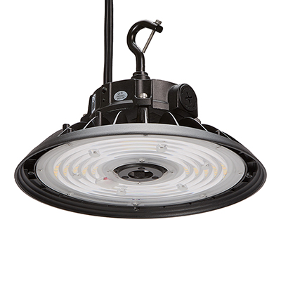 Maxxima 10 in LED UFO High Bay Light Fixture, 22,500 Lumens, 3 CCT 4000K-5700K, Selectable Wattage 100-150, Black, Hardwired