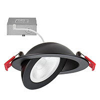 4 in. Adjustable Slim Recessed LED Floating Gimbal Downlight, 850 Lumens, 5 CCT Color Selectable 2700K-5000K, Black Trim